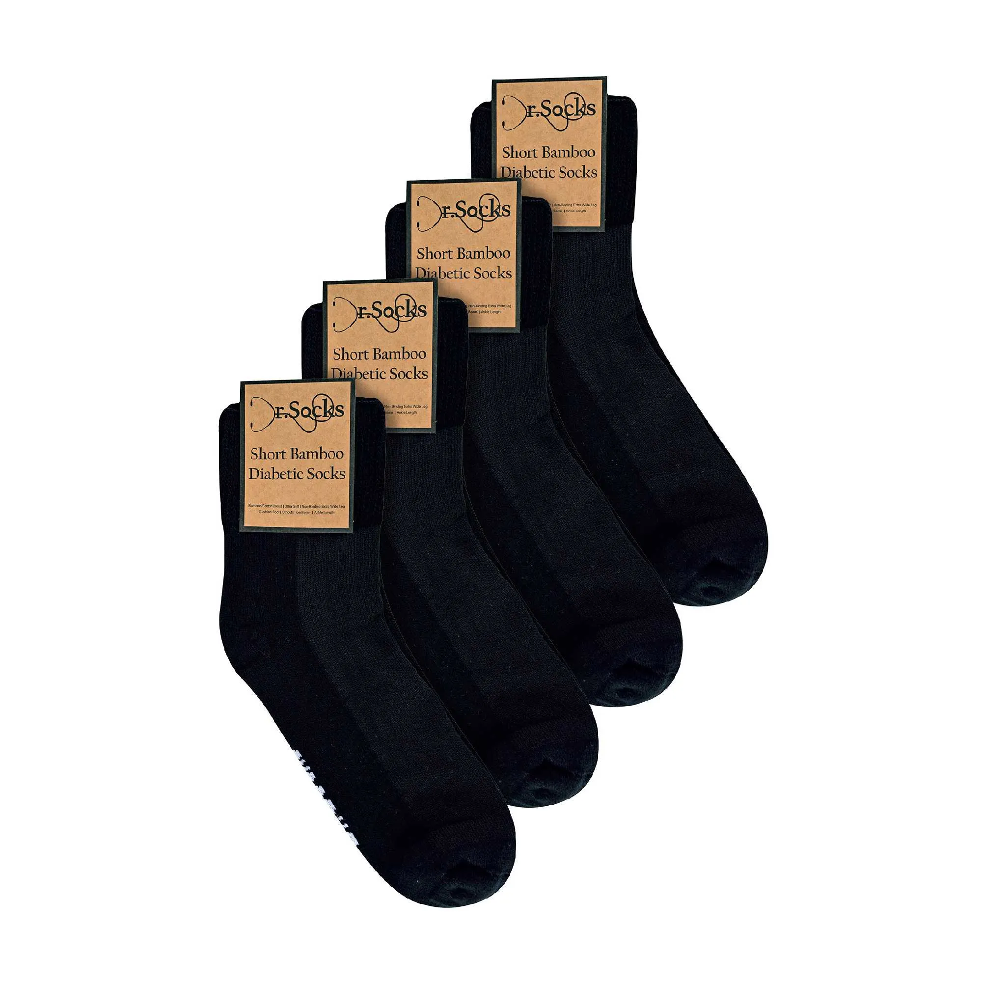 4 Pack Extra Wide Bamboo Diabetic Ankle Socks