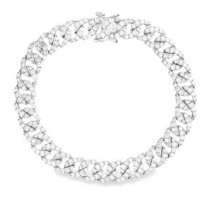 5.11ct 14k White Gold Diamond Curb Link Bracelet