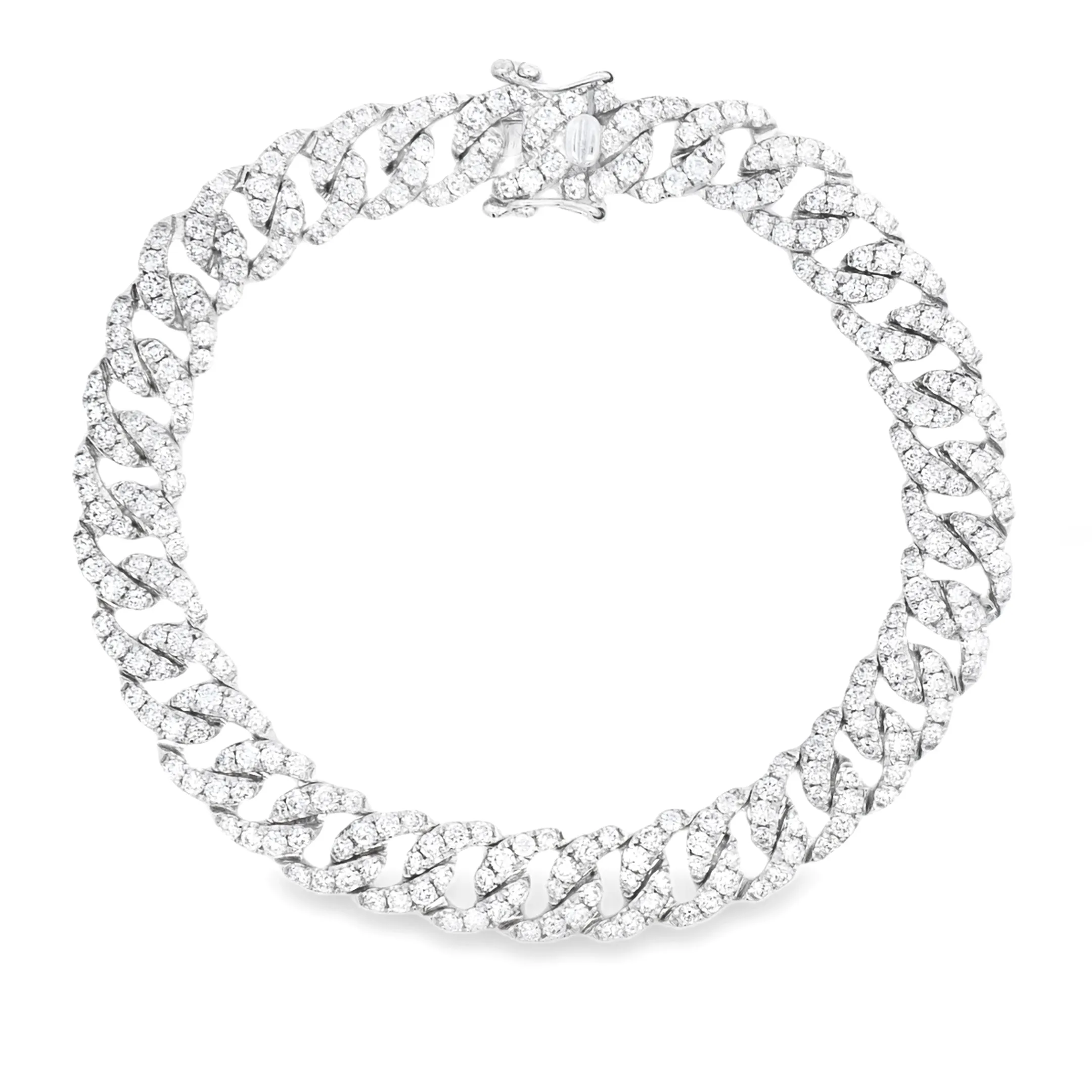 5.11ct 14k White Gold Diamond Curb Link Bracelet