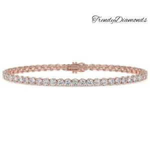 5.50ctw Round Brilliant Diamond Eternity Tennis Bracelet set in 14k Rose Gold