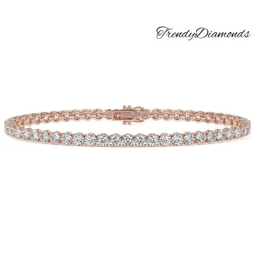 5.50ctw Round Brilliant Diamond Eternity Tennis Bracelet set in 14k Rose Gold