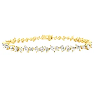 5.94ct 18k Yellow Gold Mixed Shape Diamond Bracelet