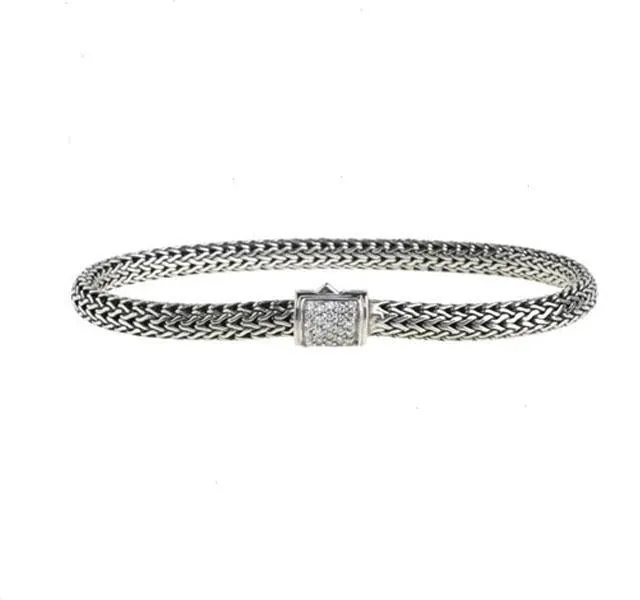5mm Classic Chain Bracelet with Pave Diamond Clasp
