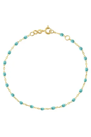 6.7" Classic Gigi Bracelet - Turquoise Green   Yellow Gold