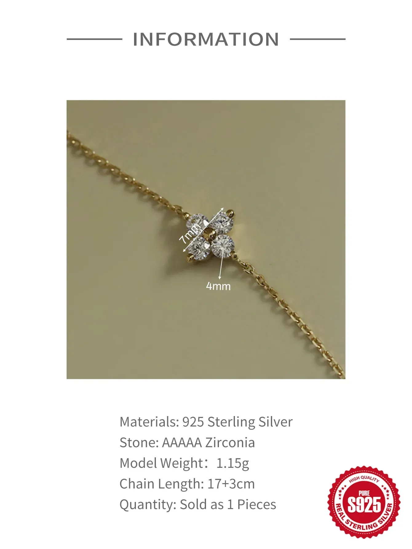 925 Sterling Silver Chain Bracelet