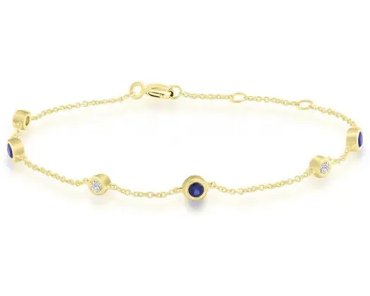 9ct Yellow Gold Sapphire & Diamond Bracelet