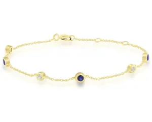 9ct Yellow Gold Sapphire & Diamond Bracelet