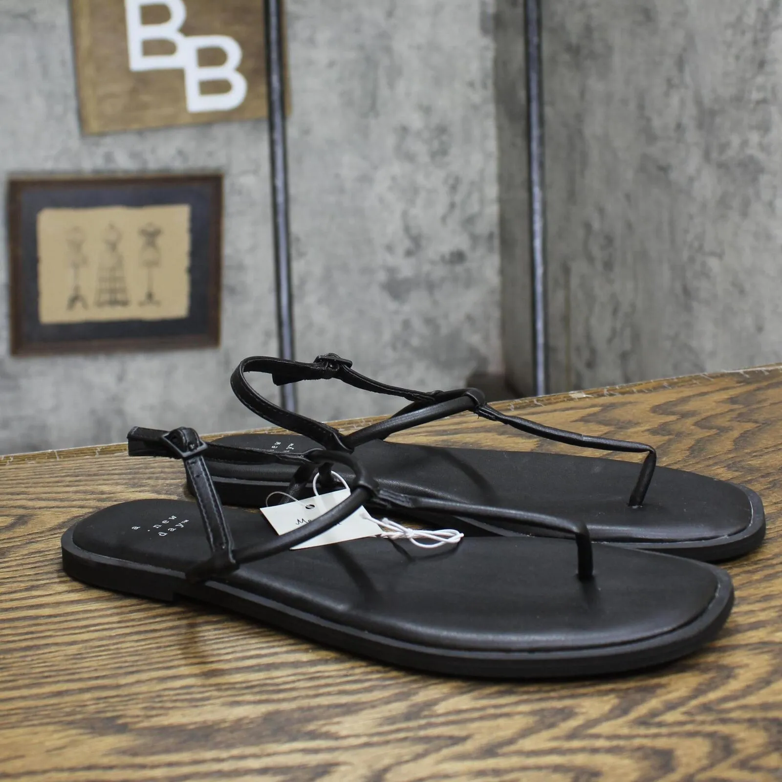A New Day Womens Tiffany Ankle Strap Sandals 89469289 Black 9M