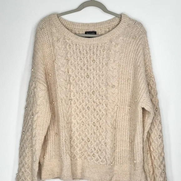 Abercrombie &amp; Fitch Pullover Cable Knit Longsleeve Sweater Women’s Size XL