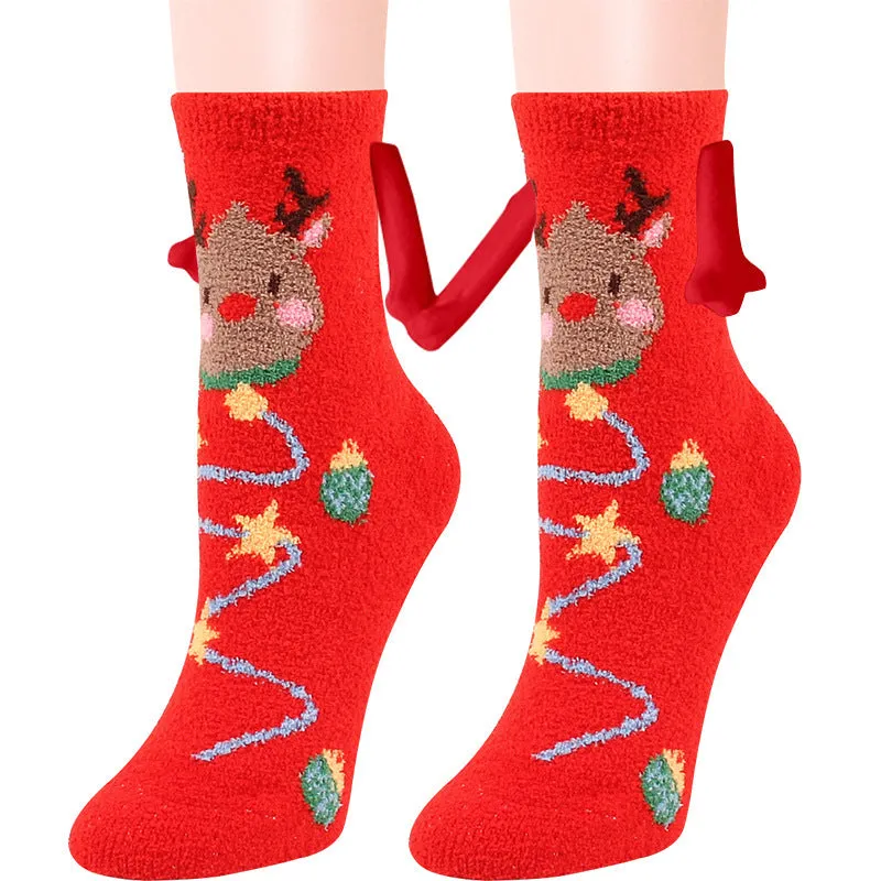 Adorable 3D Soft Fleece Crew Socks with Penguin Designs