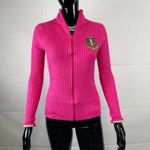 AKA RIBBED ZIP SWEATER Fuschia