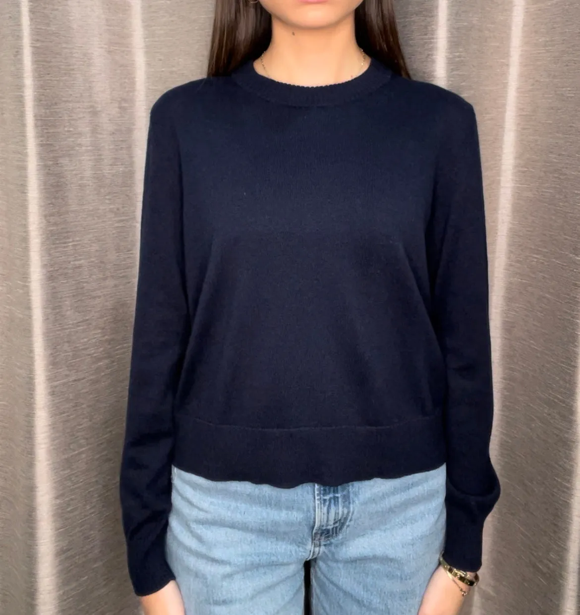 Alashan Navy Cotton Cashmere Crewneck Sweater