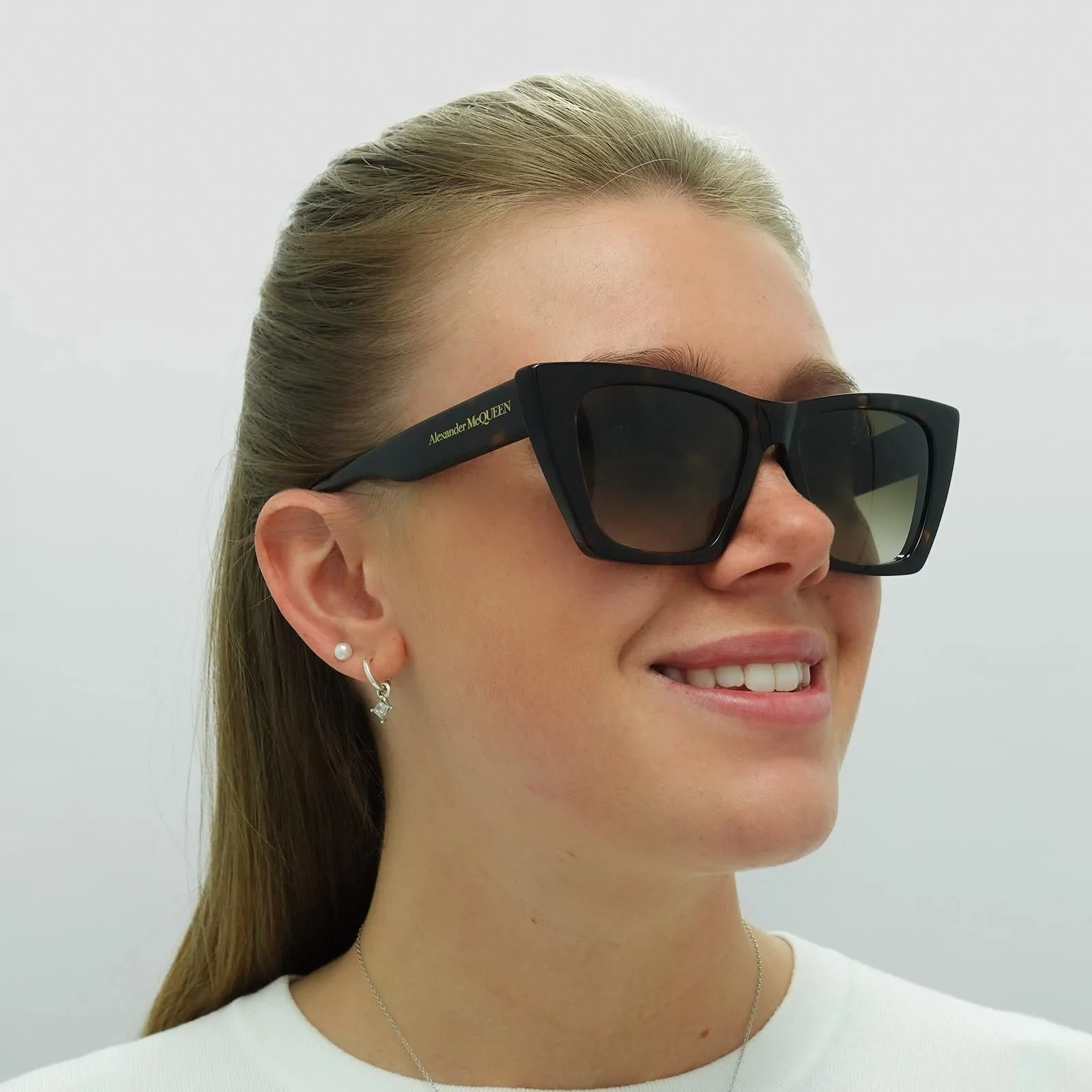Alexander McQueen Sunglasses AM0299S 002 Dark Havana Brown Gradient