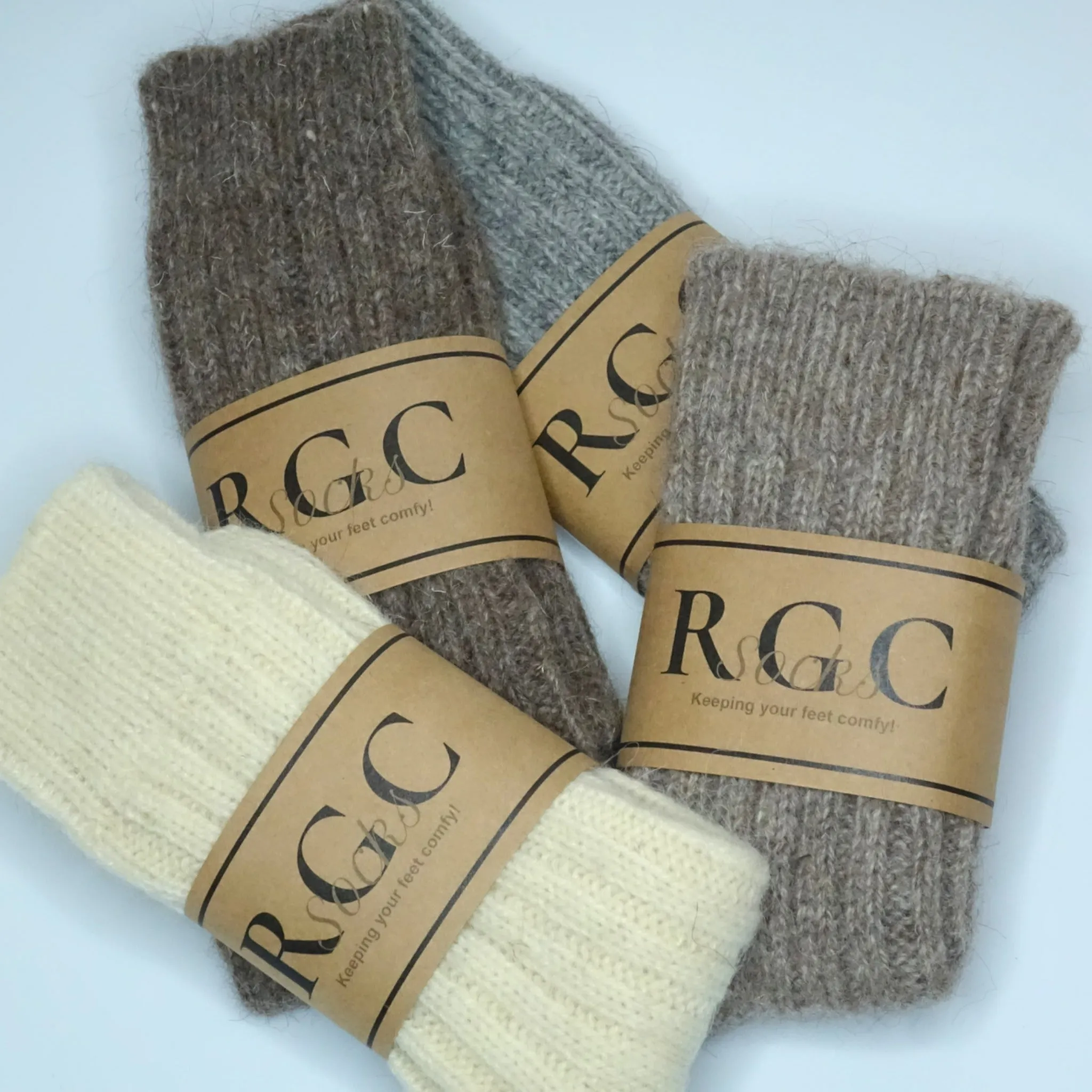 Alpaca Natural Wool Socks - Beige woolen socks