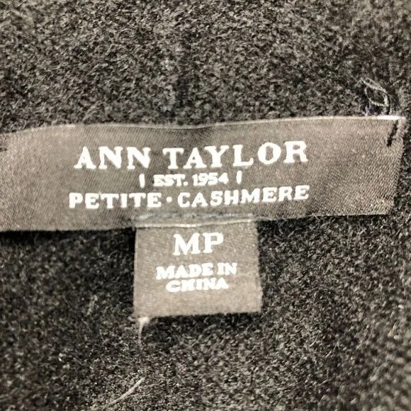 Ann Taylor Petite Womens Pure Cashmere Cowl Neck Black Sweater Size MP