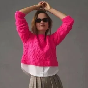 Anthro Maeve Twofer Cable Knit Sweater