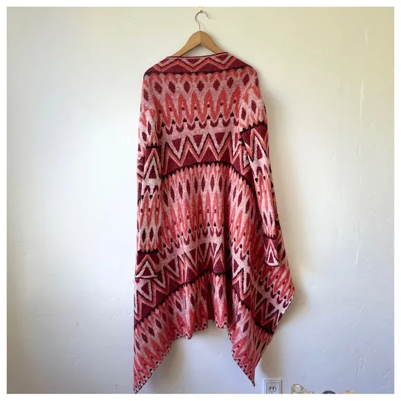 Anthropologie Sleeping On Snow Red Wool Long Open Front Waterfall Cardigan XS