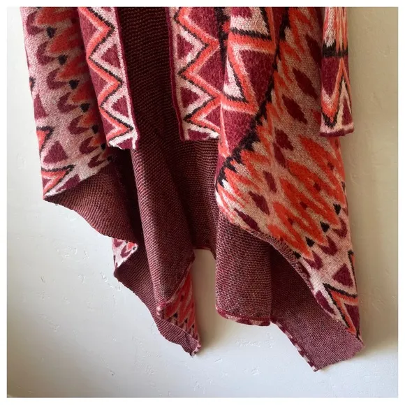 Anthropologie Sleeping On Snow Red Wool Long Open Front Waterfall Cardigan XS