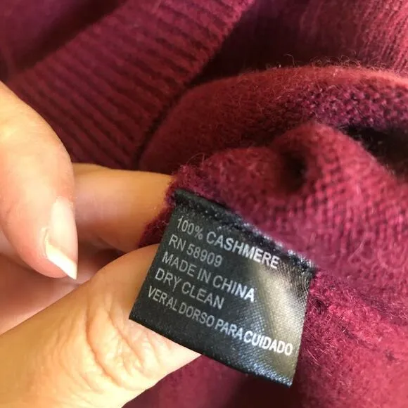 Antonio Melani Cashmere Turtleneck Sweater Maroon Small Minimalist Dark Academia