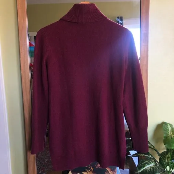Antonio Melani Cashmere Turtleneck Sweater Maroon Small Minimalist Dark Academia