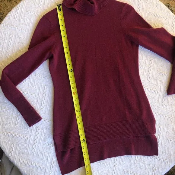 Antonio Melani Cashmere Turtleneck Sweater Maroon Small Minimalist Dark Academia