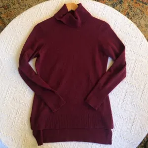 Antonio Melani Cashmere Turtleneck Sweater Maroon Small Minimalist Dark Academia