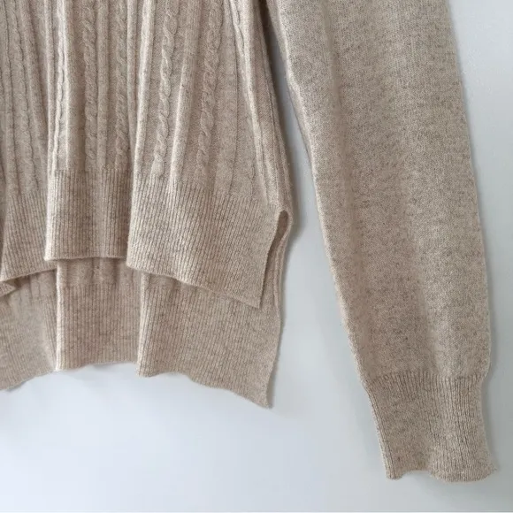 Aqua Cashmere Beige Cable Knit 100% Cashmere Sweater Neutral Size Medium