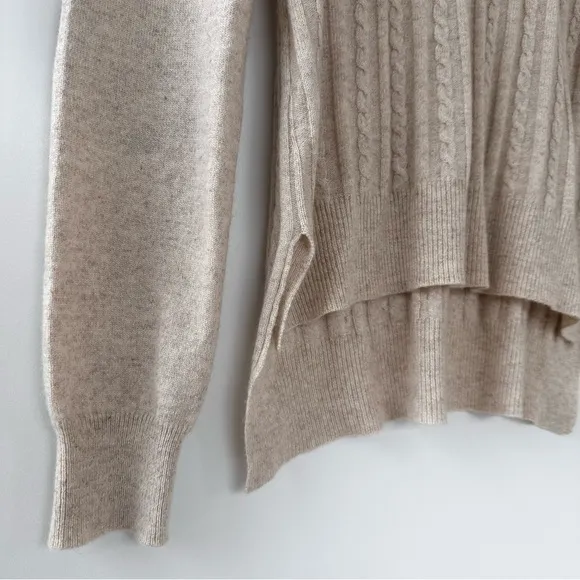Aqua Cashmere Beige Cable Knit 100% Cashmere Sweater Neutral Size Medium