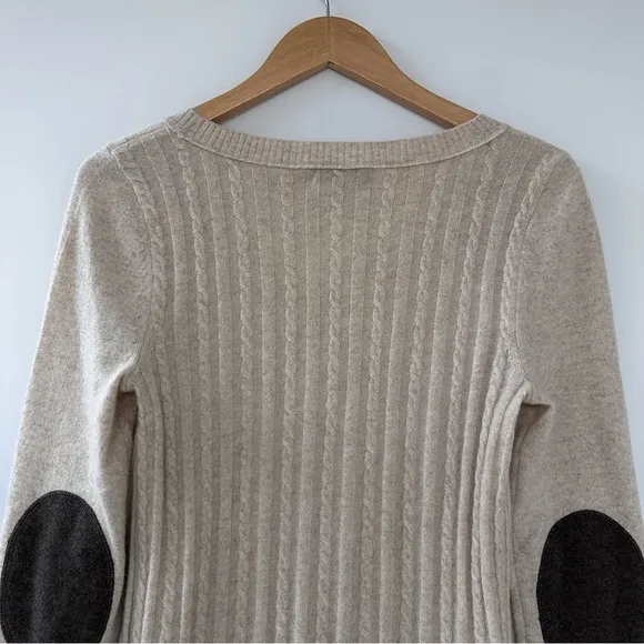 Aqua Cashmere Beige Cable Knit 100% Cashmere Sweater Neutral Size Medium