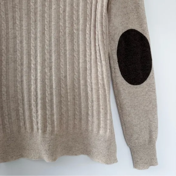 Aqua Cashmere Beige Cable Knit 100% Cashmere Sweater Neutral Size Medium