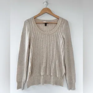 Aqua Cashmere Beige Cable Knit 100% Cashmere Sweater Neutral Size Medium