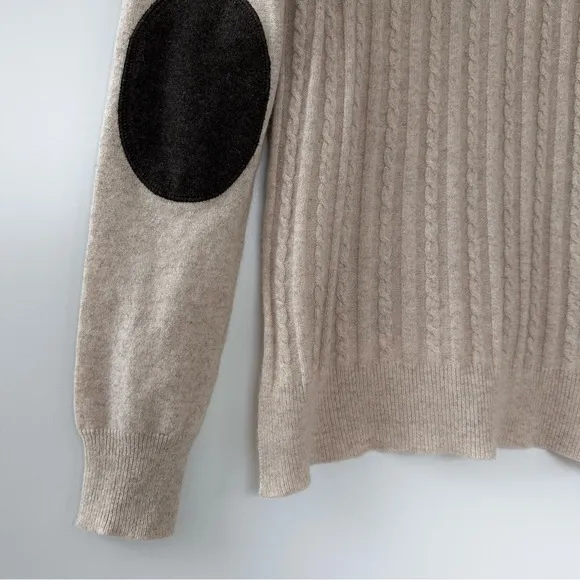 Aqua Cashmere Beige Cable Knit 100% Cashmere Sweater Neutral Size Medium