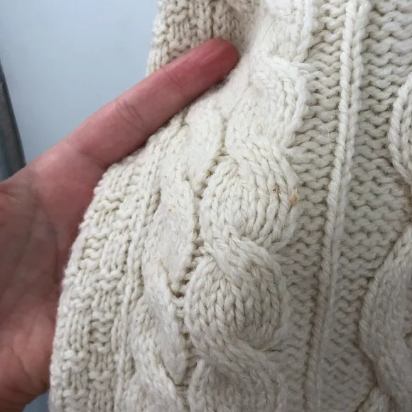 ARAN CRAFTS Long Sweater Full Zip Fisherman Cable Knit 100% Wool Made in Ireland