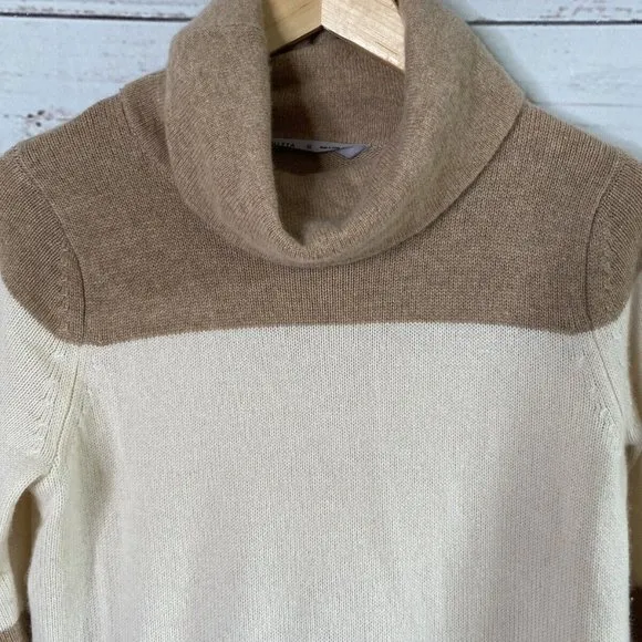 Athleta Chalet Turtleneck Sweater Earth Tones 100% Cashmere Long Sleeve S