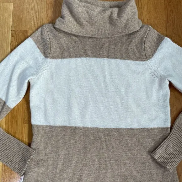Athleta Chalet Turtleneck Sweater Earth Tones 100% Cashmere Long Sleeve S