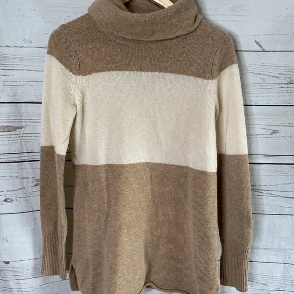 Athleta Chalet Turtleneck Sweater Earth Tones 100% Cashmere Long Sleeve S
