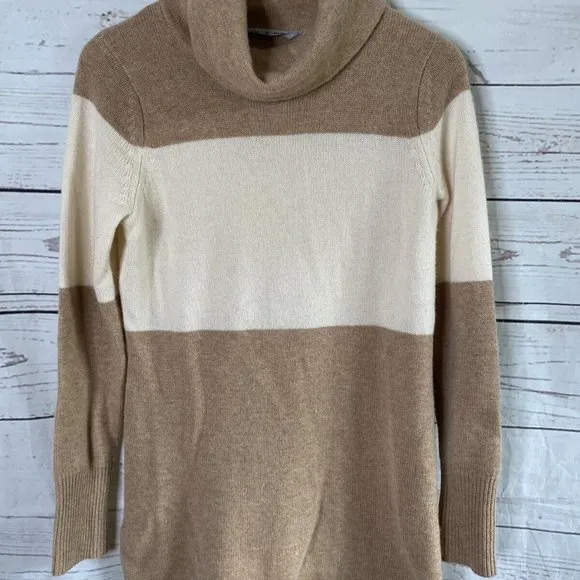 Athleta Chalet Turtleneck Sweater Earth Tones 100% Cashmere Long Sleeve S