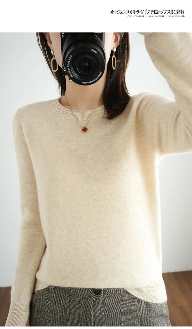 Autumn And Winter Thin Sweater Women's Round Neck Pullover Casual Knitted Top Women's Short Underlay Fashion