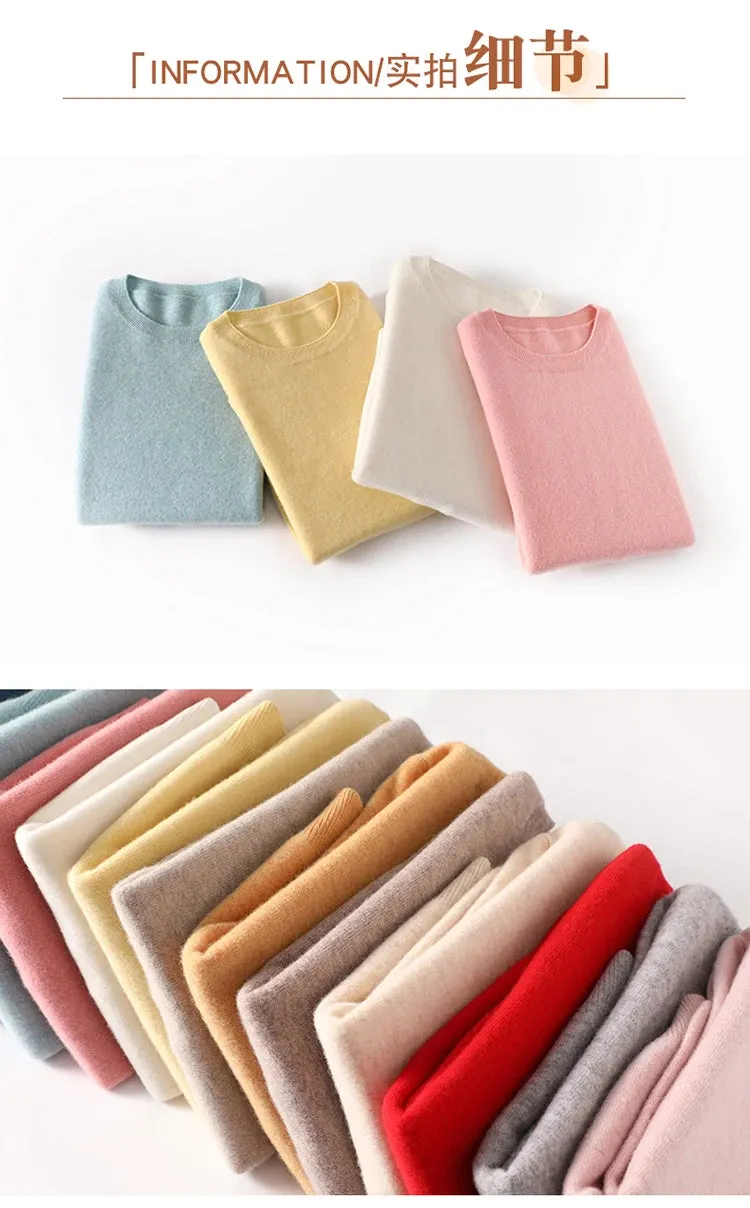 Autumn And Winter Thin Sweater Women's Round Neck Pullover Casual Knitted Top Women's Short Underlay Fashion