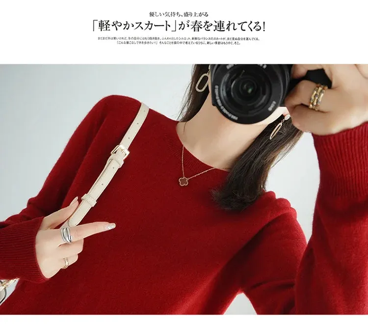 Autumn And Winter Thin Sweater Women's Round Neck Pullover Casual Knitted Top Women's Short Underlay Fashion