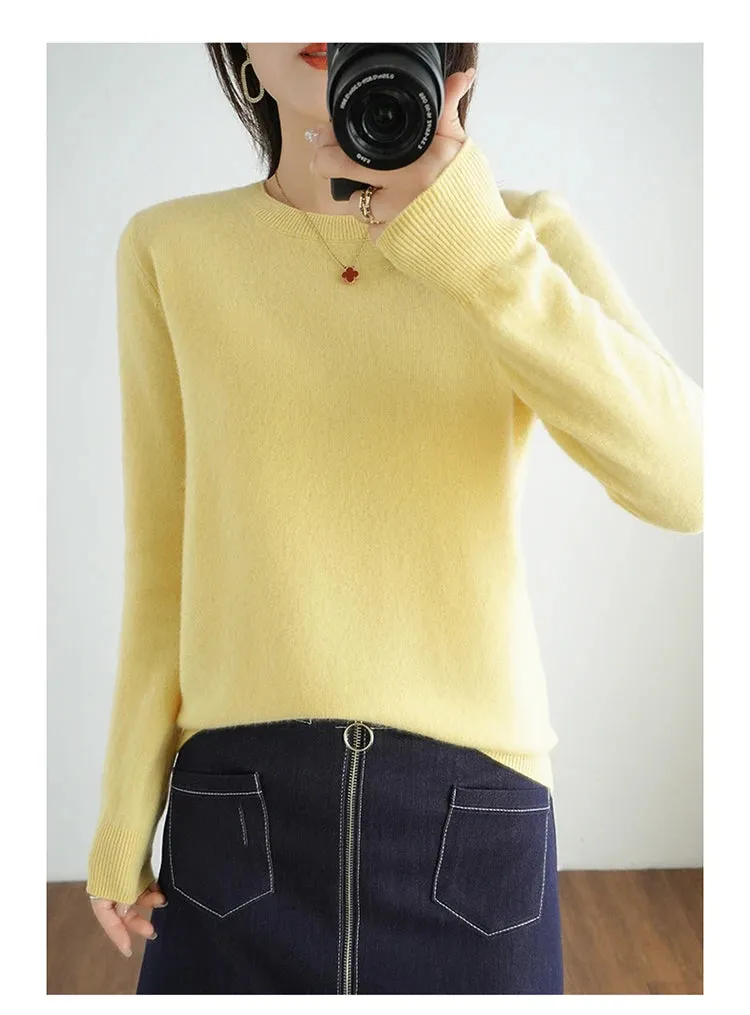 Autumn And Winter Thin Sweater Women's Round Neck Pullover Casual Knitted Top Women's Short Underlay Fashion