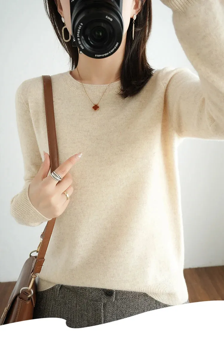 Autumn And Winter Thin Sweater Women's Round Neck Pullover Casual Knitted Top Women's Short Underlay Fashion