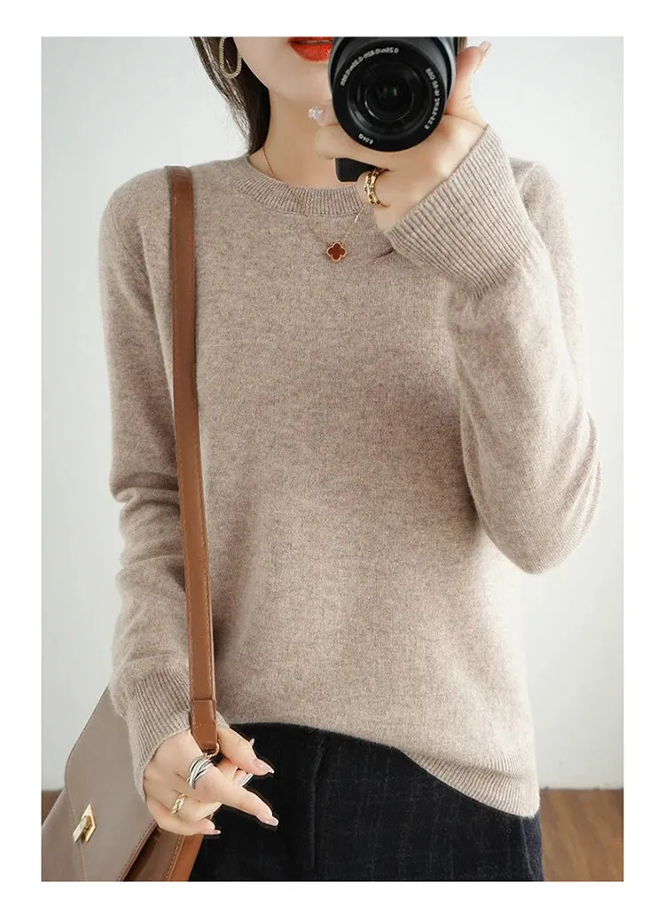 Autumn And Winter Thin Sweater Women's Round Neck Pullover Casual Knitted Top Women's Short Underlay Fashion