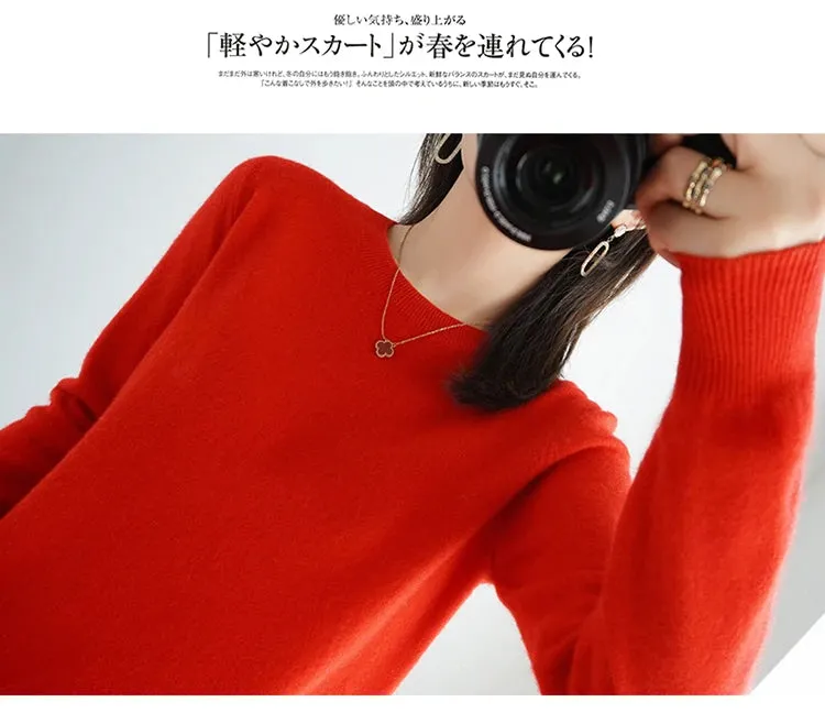 Autumn And Winter Thin Sweater Women's Round Neck Pullover Casual Knitted Top Women's Short Underlay Fashion
