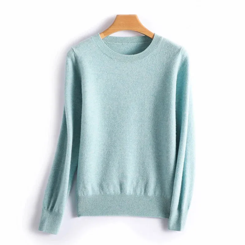 Autumn And Winter Thin Sweater Women's Round Neck Pullover Casual Knitted Top Women's Short Underlay Fashion