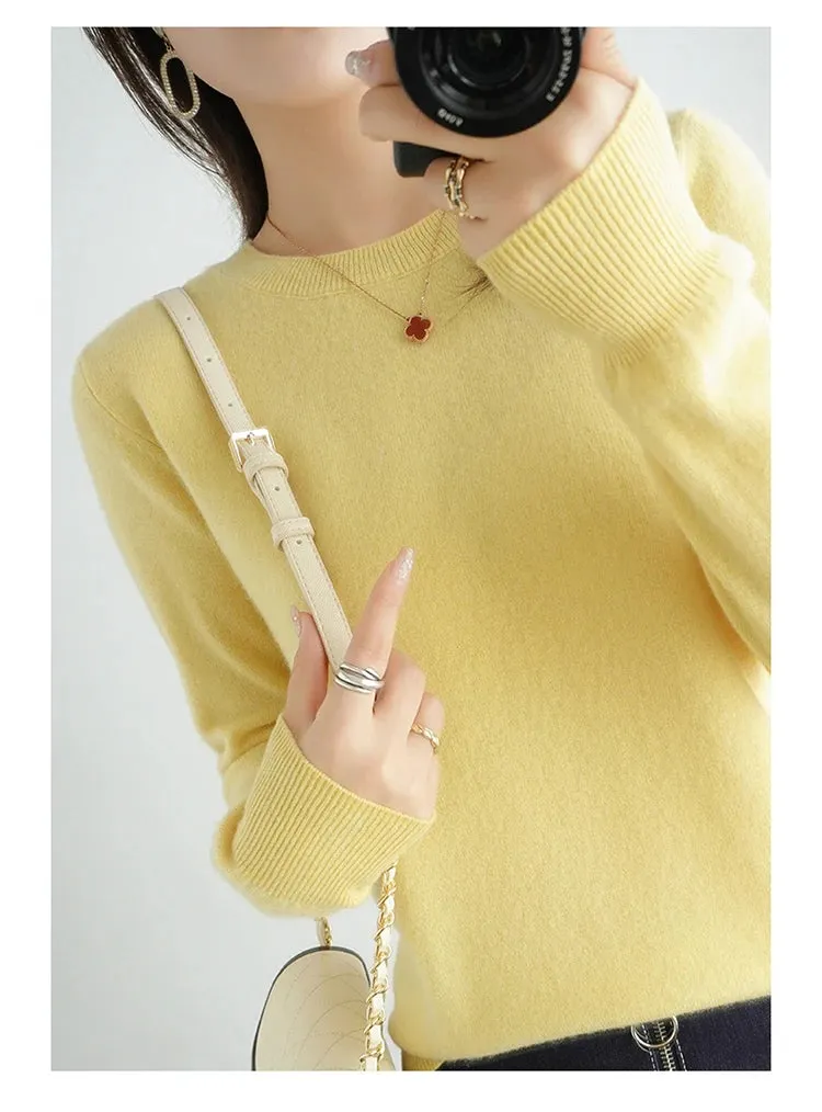 Autumn And Winter Thin Sweater Women's Round Neck Pullover Casual Knitted Top Women's Short Underlay Fashion
