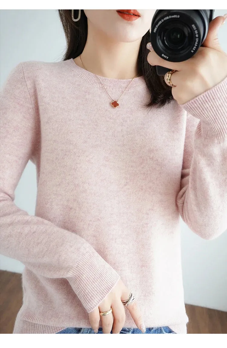 Autumn And Winter Thin Sweater Women's Round Neck Pullover Casual Knitted Top Women's Short Underlay Fashion