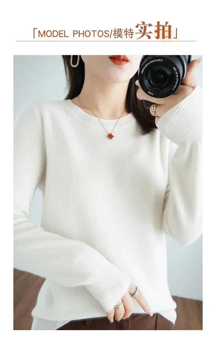 Autumn And Winter Thin Sweater Women's Round Neck Pullover Casual Knitted Top Women's Short Underlay Fashion
