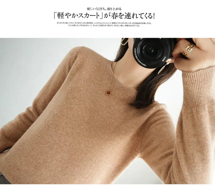 Autumn And Winter Thin Sweater Women's Round Neck Pullover Casual Knitted Top Women's Short Underlay Fashion