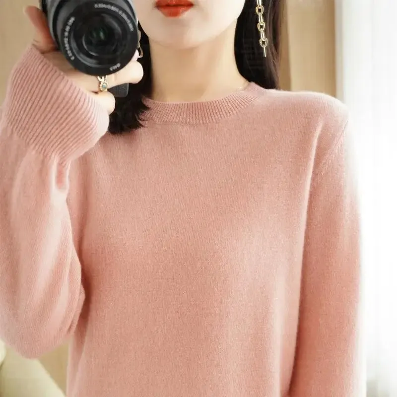 Autumn And Winter Thin Sweater Women's Round Neck Pullover Casual Knitted Top Women's Short Underlay Fashion